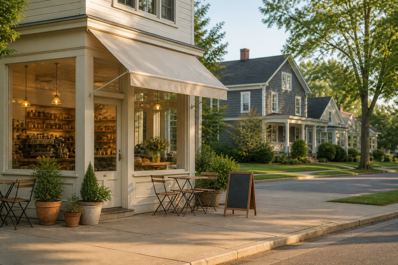 A neighbourhood café on a residential corner