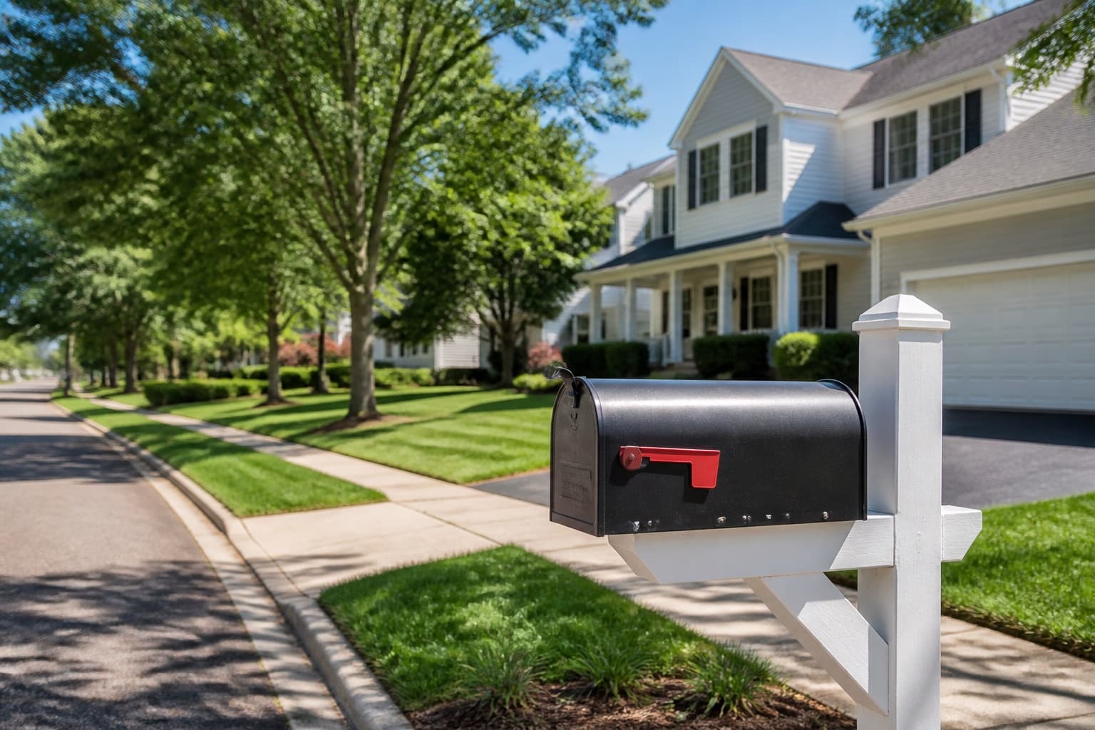 Mailbox on a quiet residential street